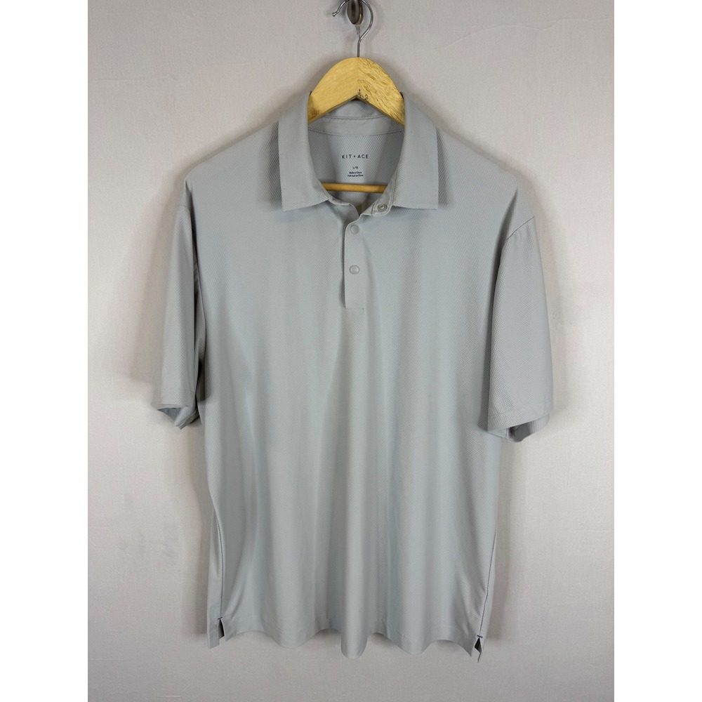 Kit and Ace Mens Tech Polo Shirt Light Grey Short Sleeve Stretch Size Large
